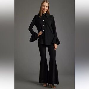 Sleeper Lurex Lounge Suit w/Pants Black Metallic Sz Medium Party Cocktail Chic